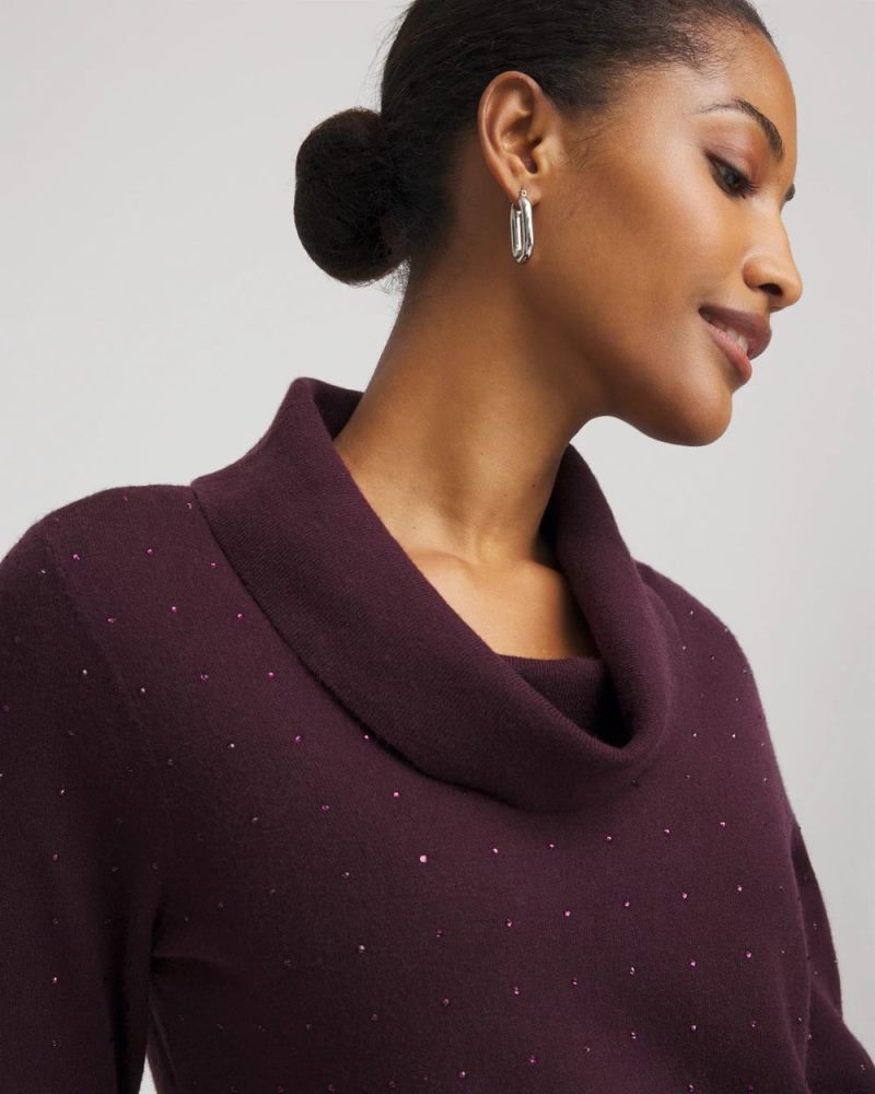 Chicos Zenergy® Luxe Diamante Cowlneck Tunic - NIGHT BLOOM