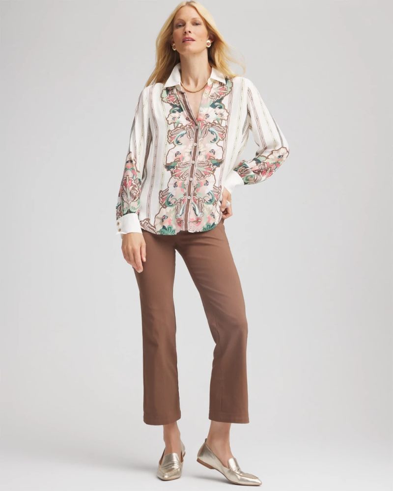 Chicos Emme Cropped Flared Pants - DRIED MUSHROOM