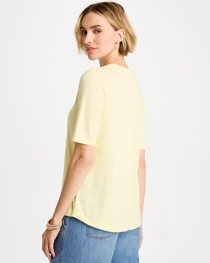 Chicos Cotton Slub V-Neck Tee - SAGE LIME