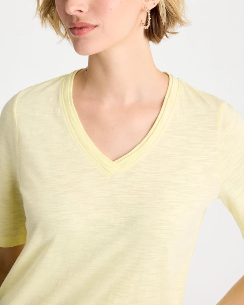 Chicos Cotton Slub V-Neck Tee - SAGE LIME