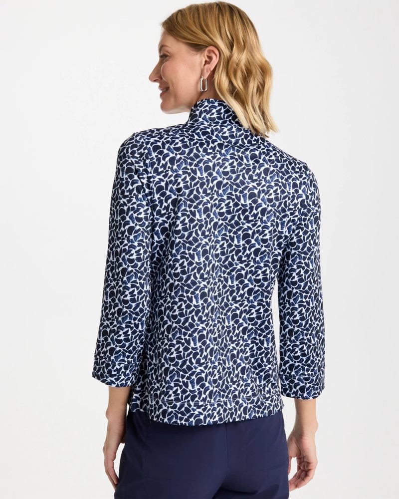 Chicos Zenergy® UPF Paint Snap Mockneck - PASSPORT BLUE