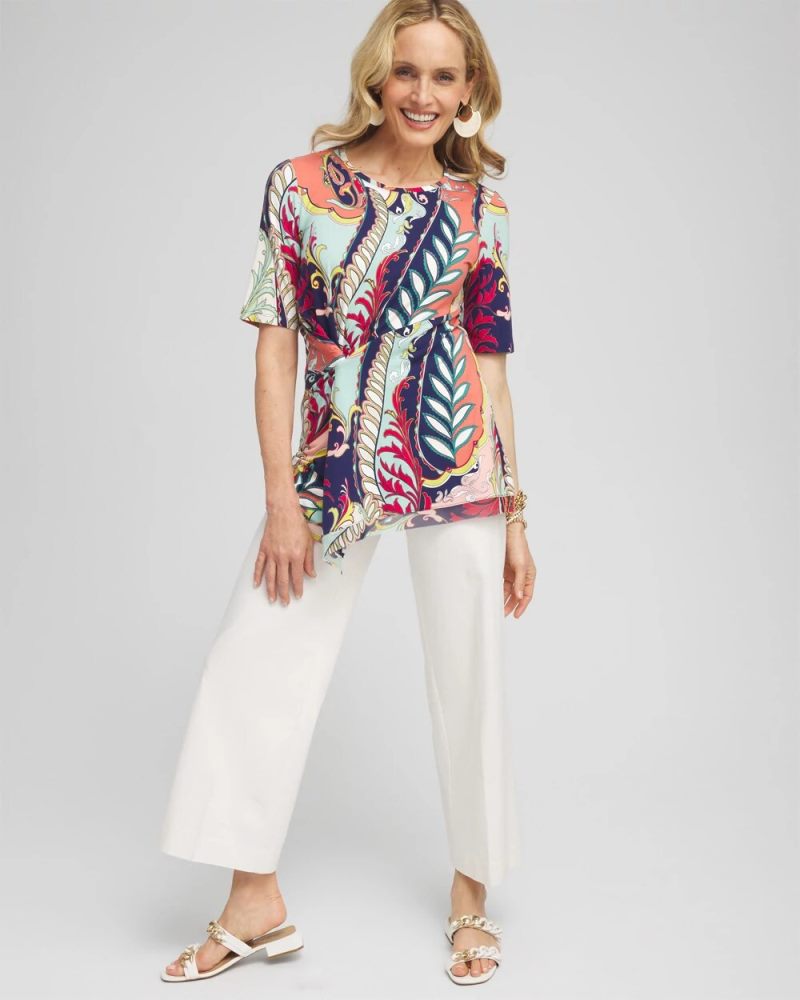 Chicos Touch of Cool™ Abstract Draped Tunic - CORAL ZINNIA