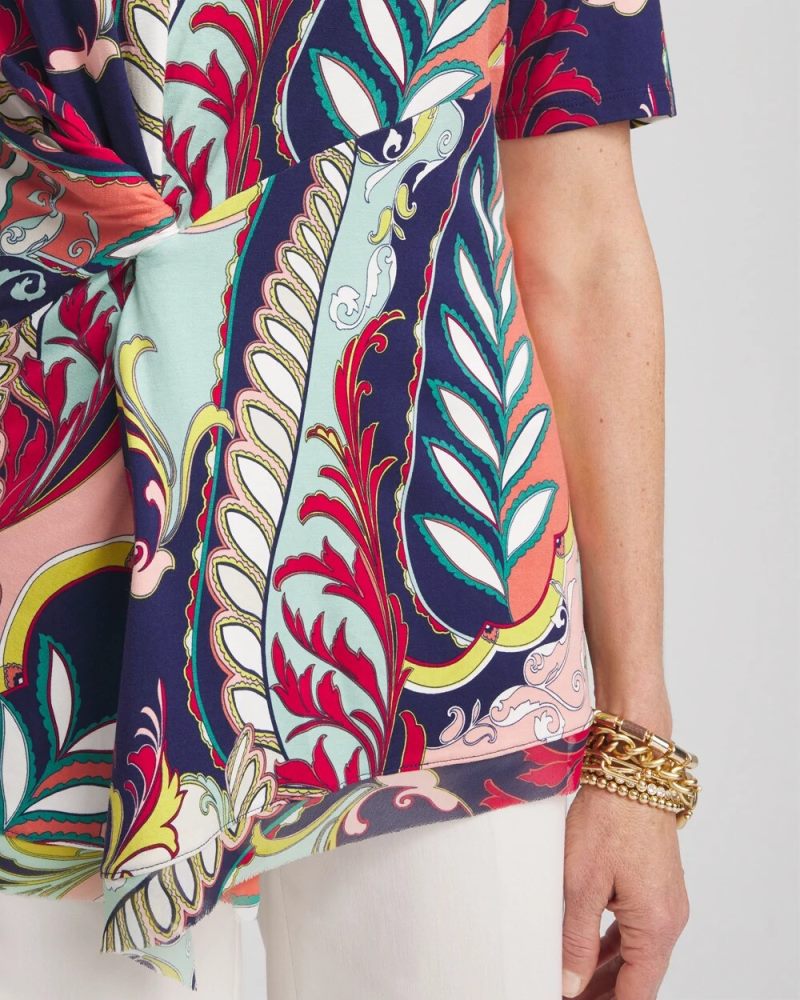Chicos Touch of Cool™ Abstract Draped Tunic - CORAL ZINNIA