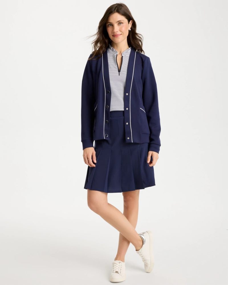 Chicos Zenergy® Soft Pique Button-Down Cardigan - PASSPORT BLUE