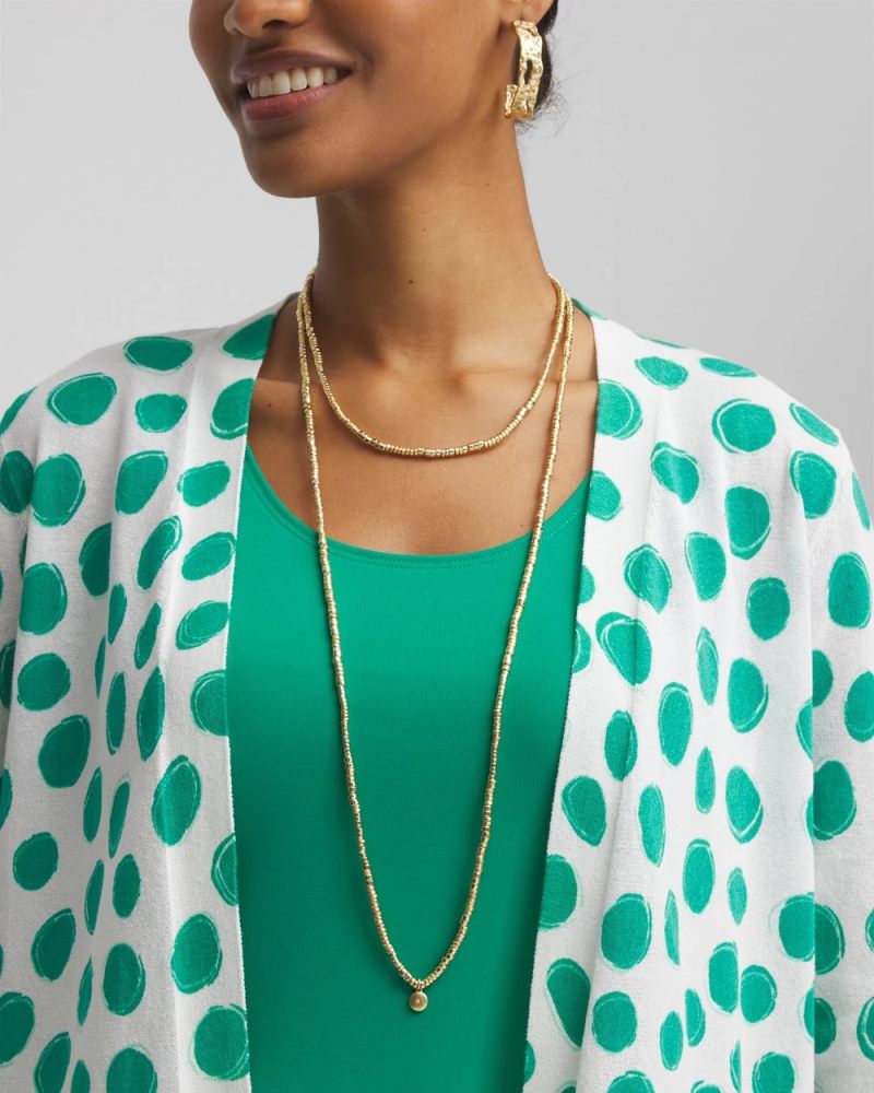 Chicos Long Goldtone Seed Bead Necklace - GOLD