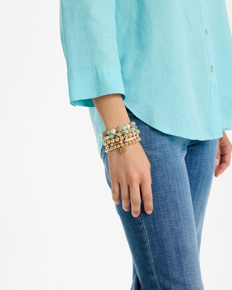 Chicos Aqua Stretch Set of Five Beaded Bracelets - AQUA