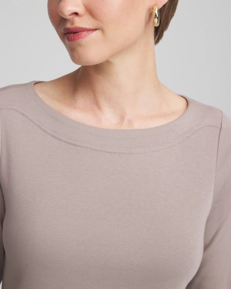 Chicos Stretch Cotton Boatneck Tunic - ROCKY MOUNTAIN