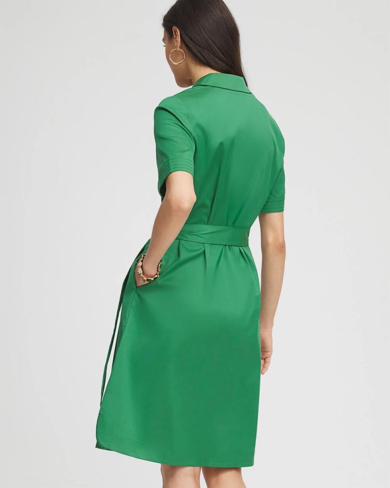 Chicos Shirttail Hem Popover Dress - JARDIN GREEN