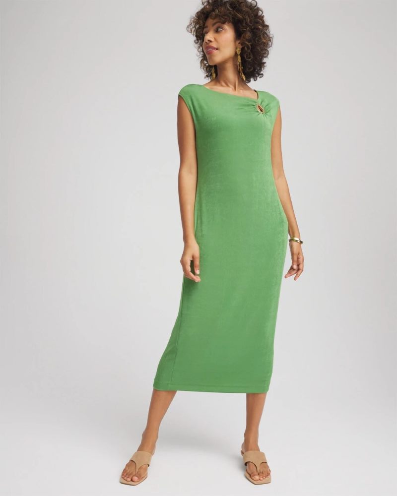Chicos Travelers™ Asymmetrical Midi Cocktail Dress - SALTED LIME