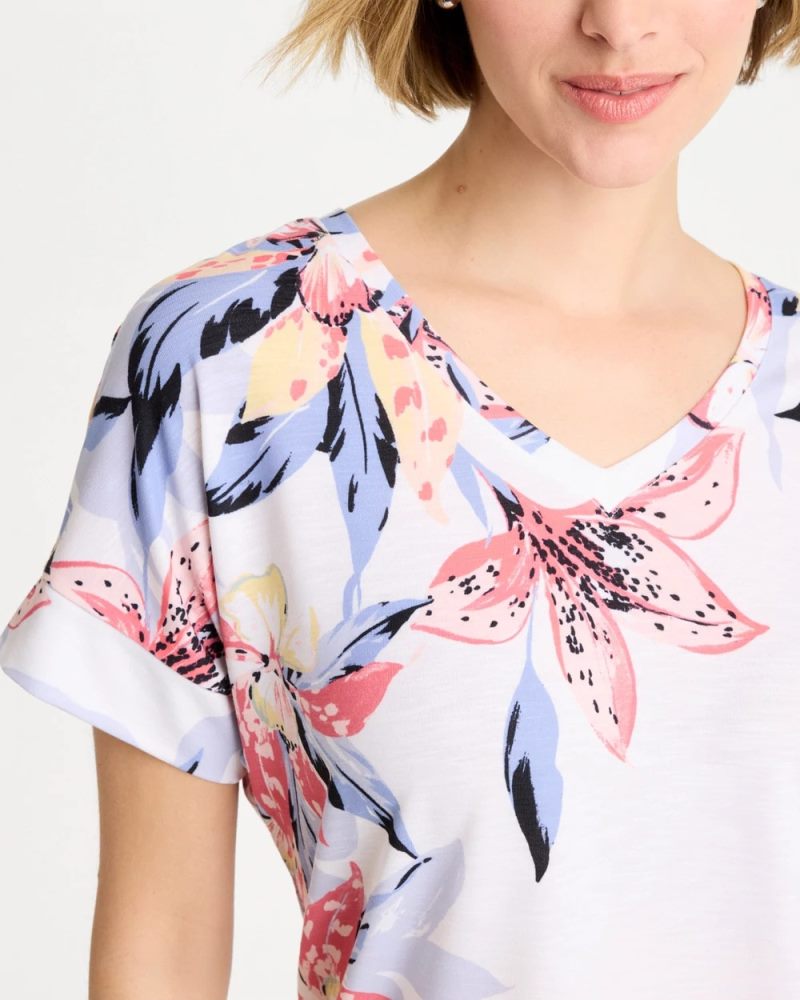 Chicos Zenergy® Lily Drop Shoulder Tee - CALYPSO CORAL